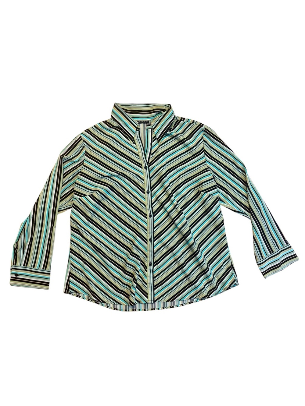 Ninety multicolored striped button down collared shirt, XL